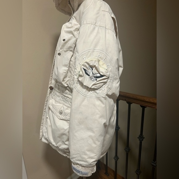 Triple F.A.T. Goose Vintage Cream Down Parka Hooded Winter Jacket Size Small - Picture 6 of 10